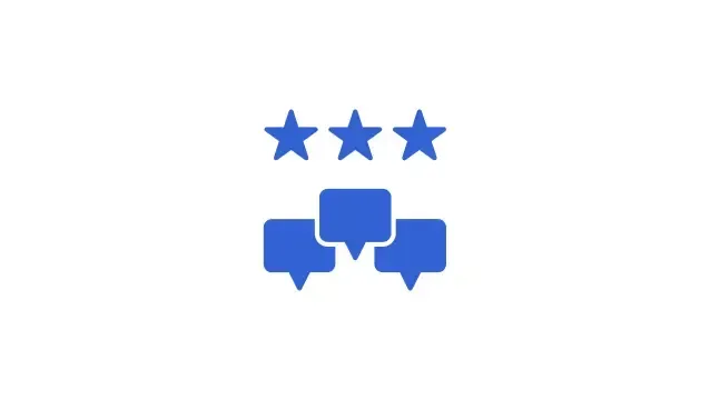 Icon of text message boxes and stars representing feedback