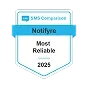 Badge for most reliable sms provider awarded by SMS Comparisons
