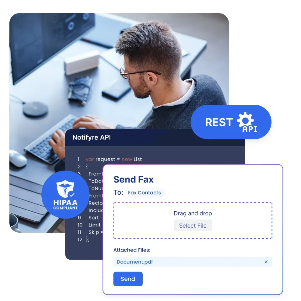 concept image of sending a fax using api
