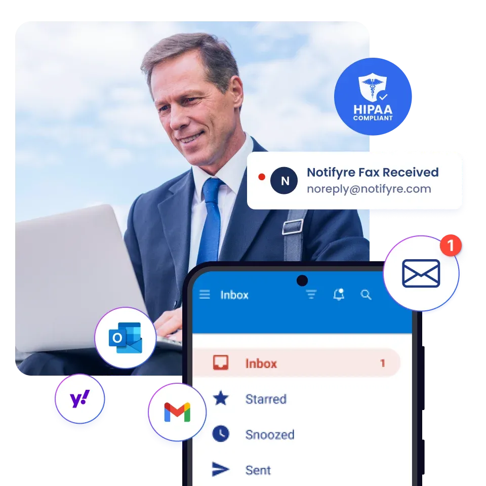 image showing a Hipaa compliant fax received in an sms email inbox