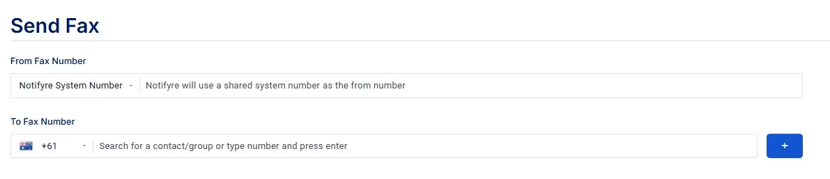 Notifyre fax dashboard step 2