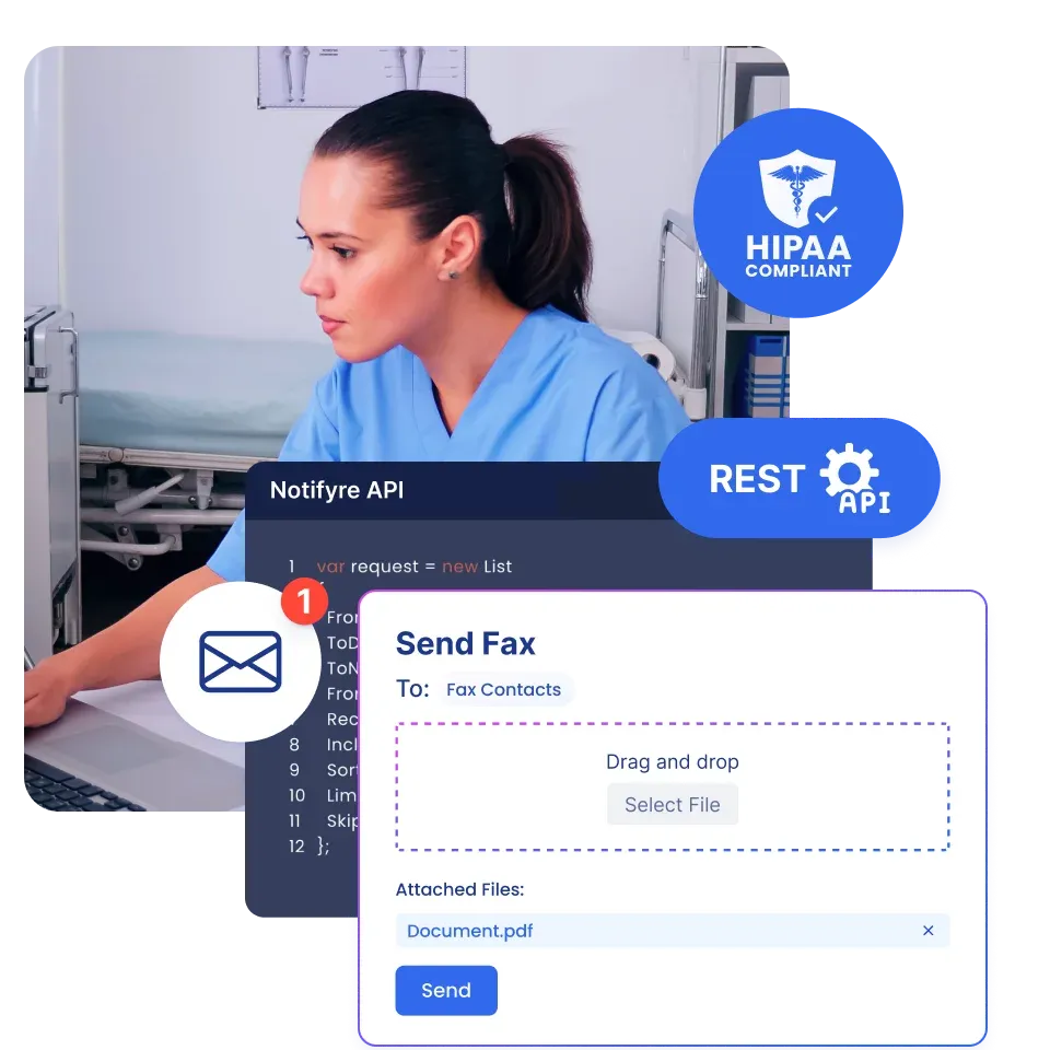 hipaa compliant faxing to email using api or app