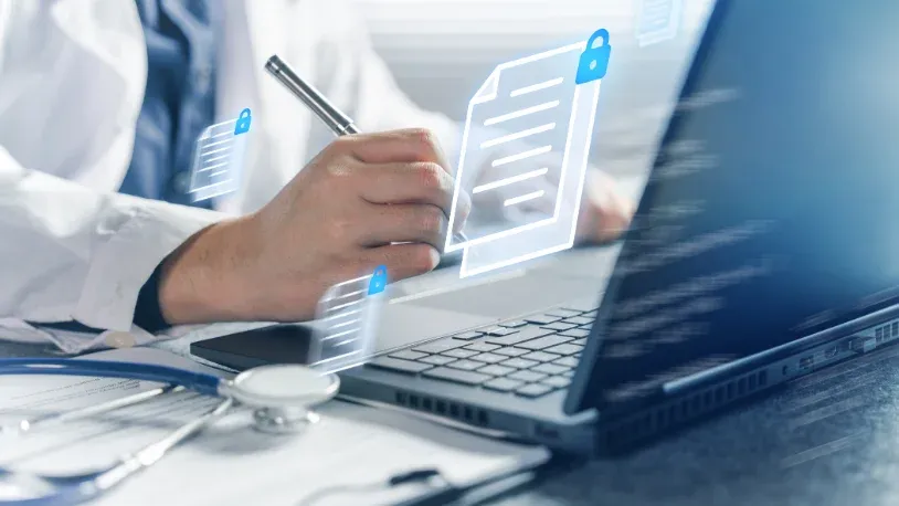 A laptop image with locked douments 