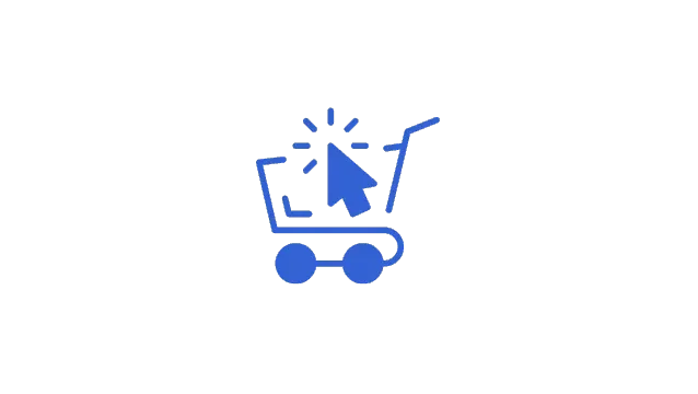 Icon of a shopping cart with a cursor