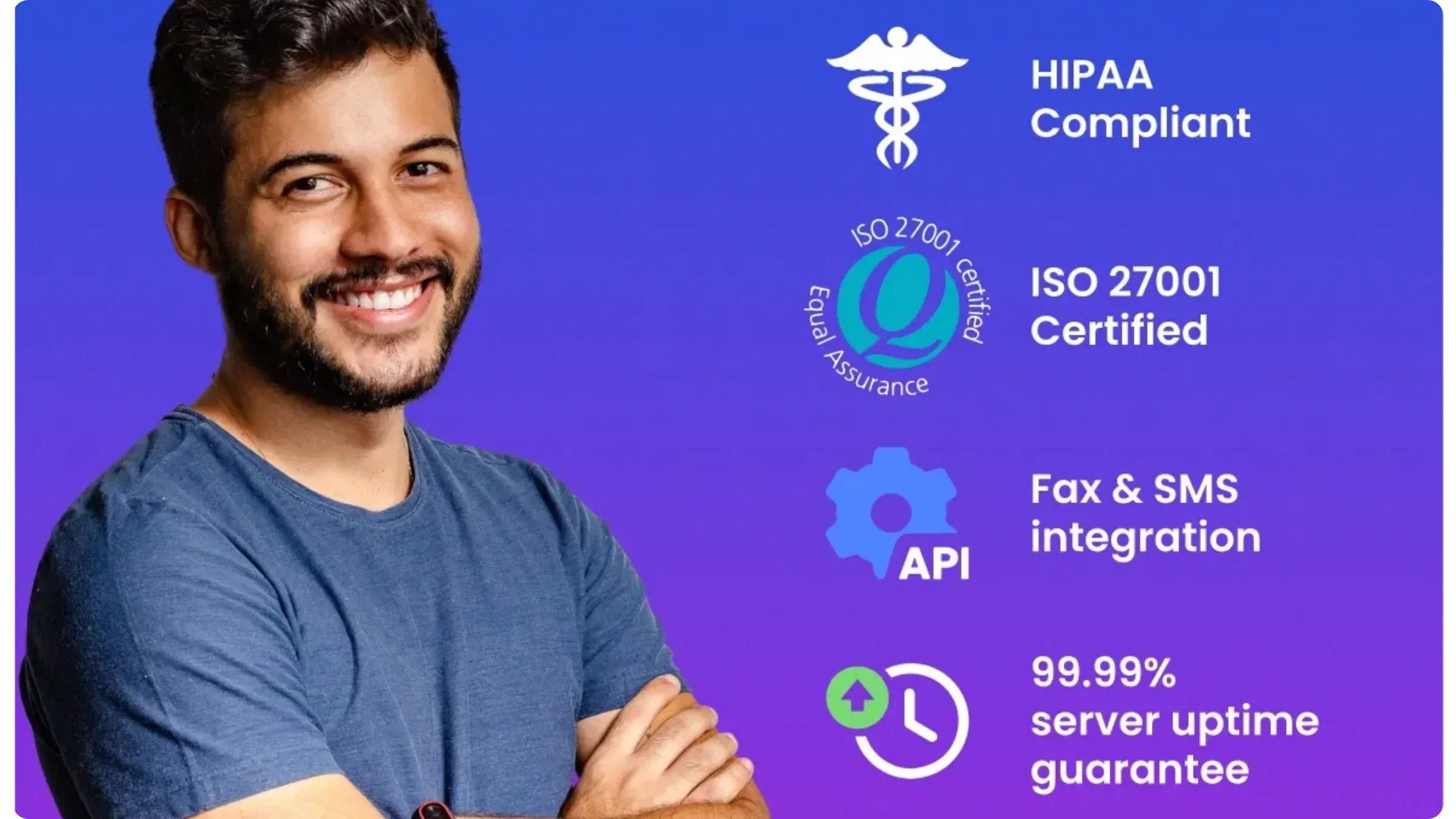 Image of a guy with Notifyre security features icons