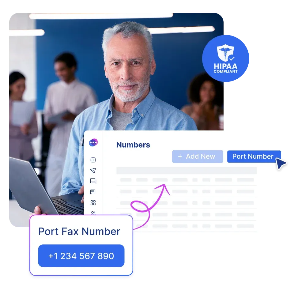 concept image of a fax number porting into the notifyre app