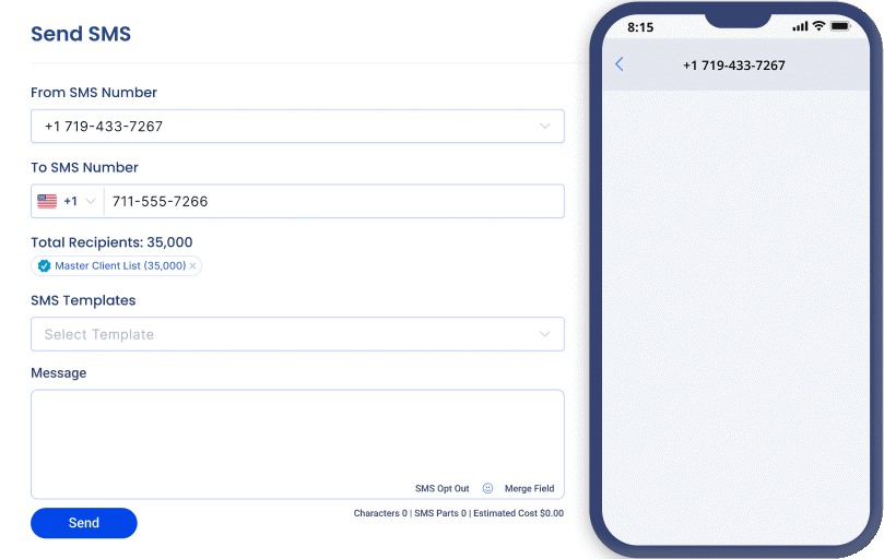 sms broadcast demo using sms template on notifyre's online sms platform