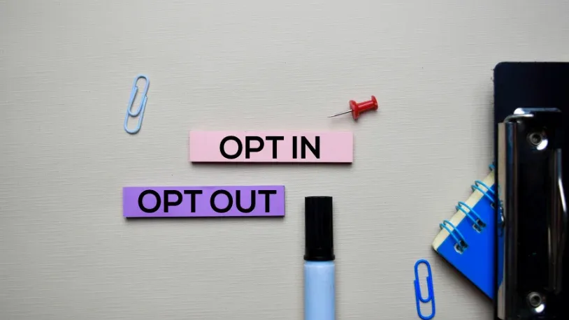 Board with an opt-in and opt-out post-its