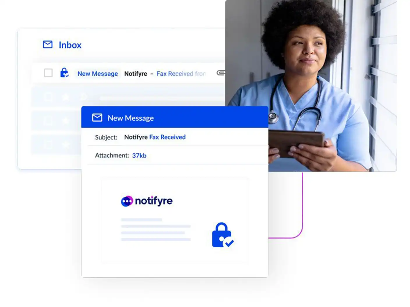 image of secure fax to email being received