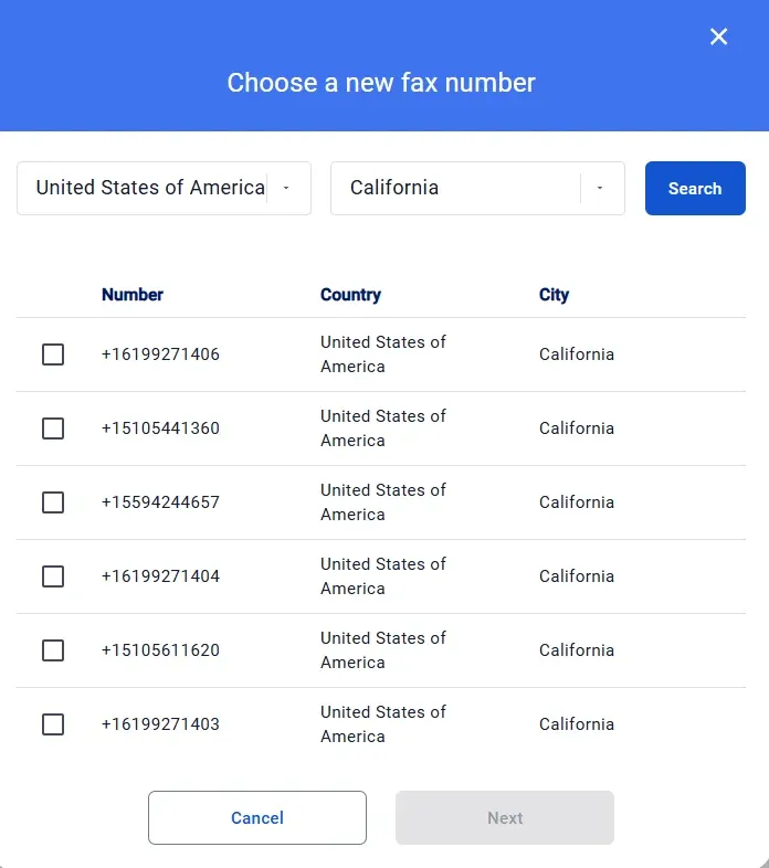 US fax numbers for porting