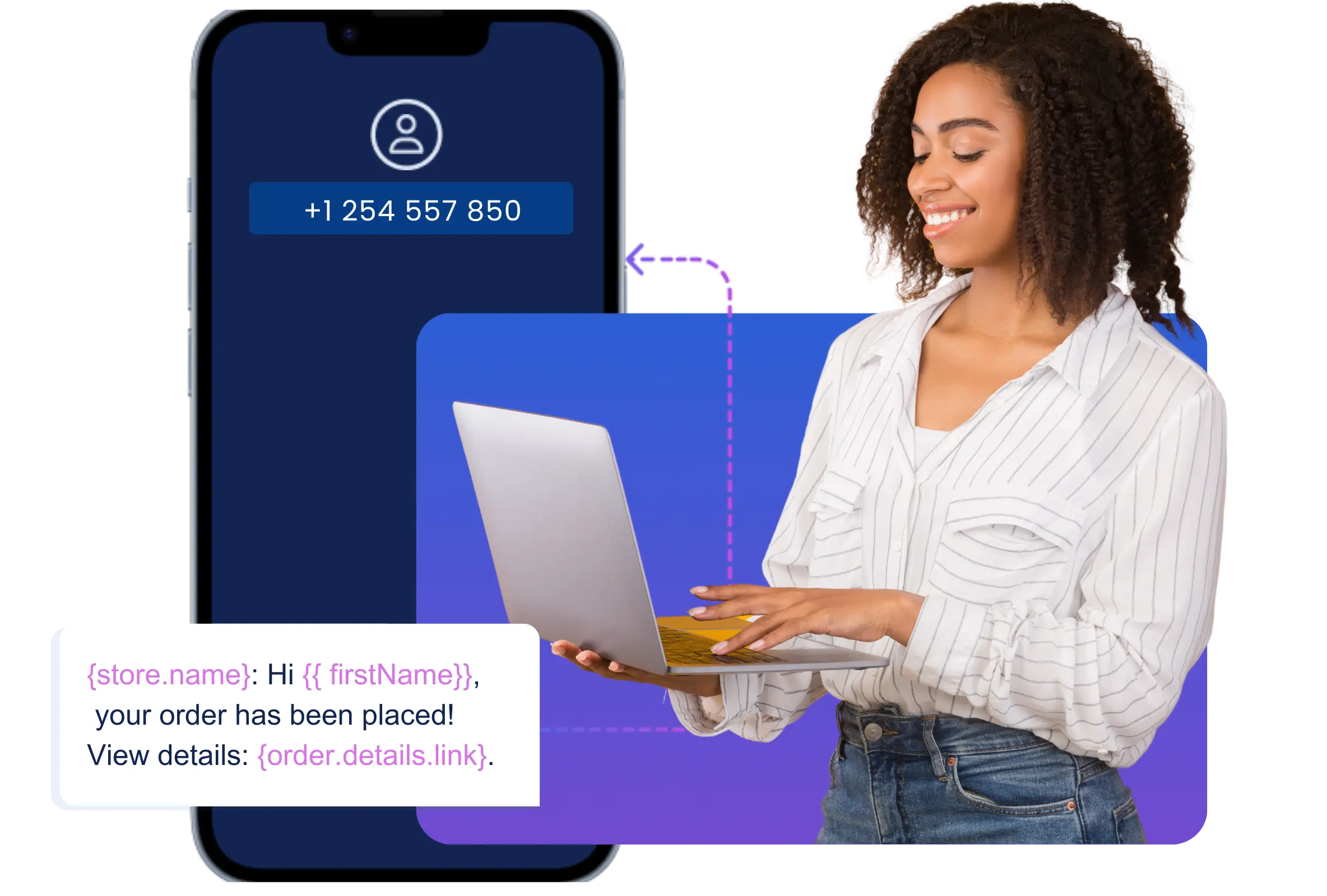 woman looking at computer sending a online text message