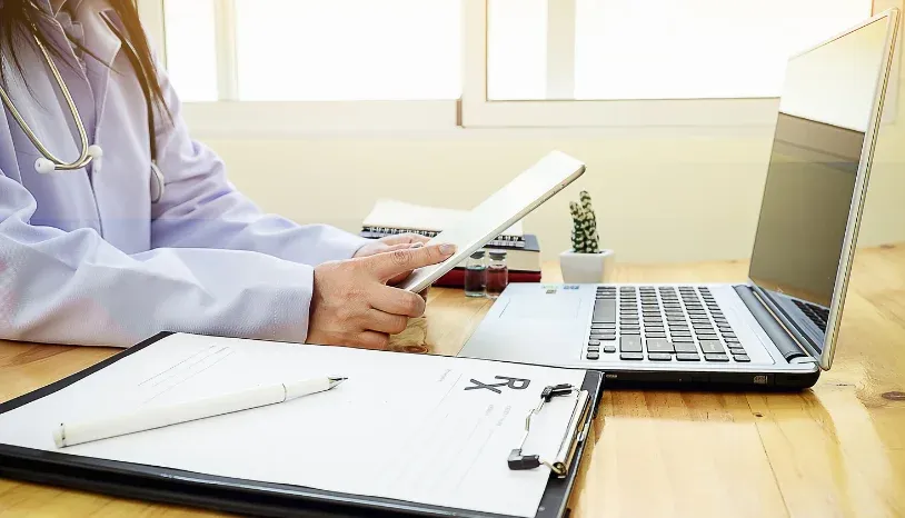 Doctor on her work desk